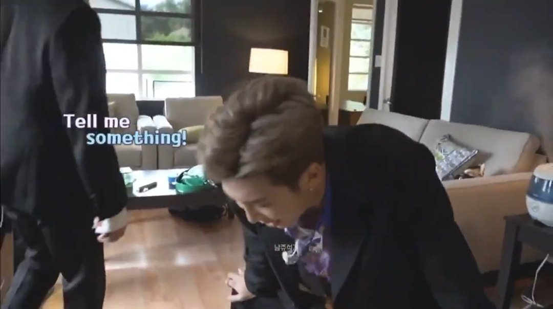 Seokjin stays by his side as he asked because Joon maybe the leader & a force to reckon withbbut he is also young dongsaeng who want his hyung by his side 