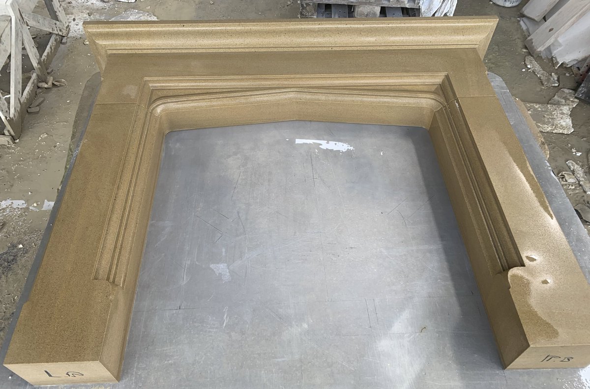DimensionalSton's tweet photo. Been a manic few weeks in the yard, last one of the week finished this morning, our ever popular Skipdale design made from locally quarried buff #Yorkstone #CustomSurround #StoneMasonry #YorkshireStone https://t.co/m1CtKIdhIR