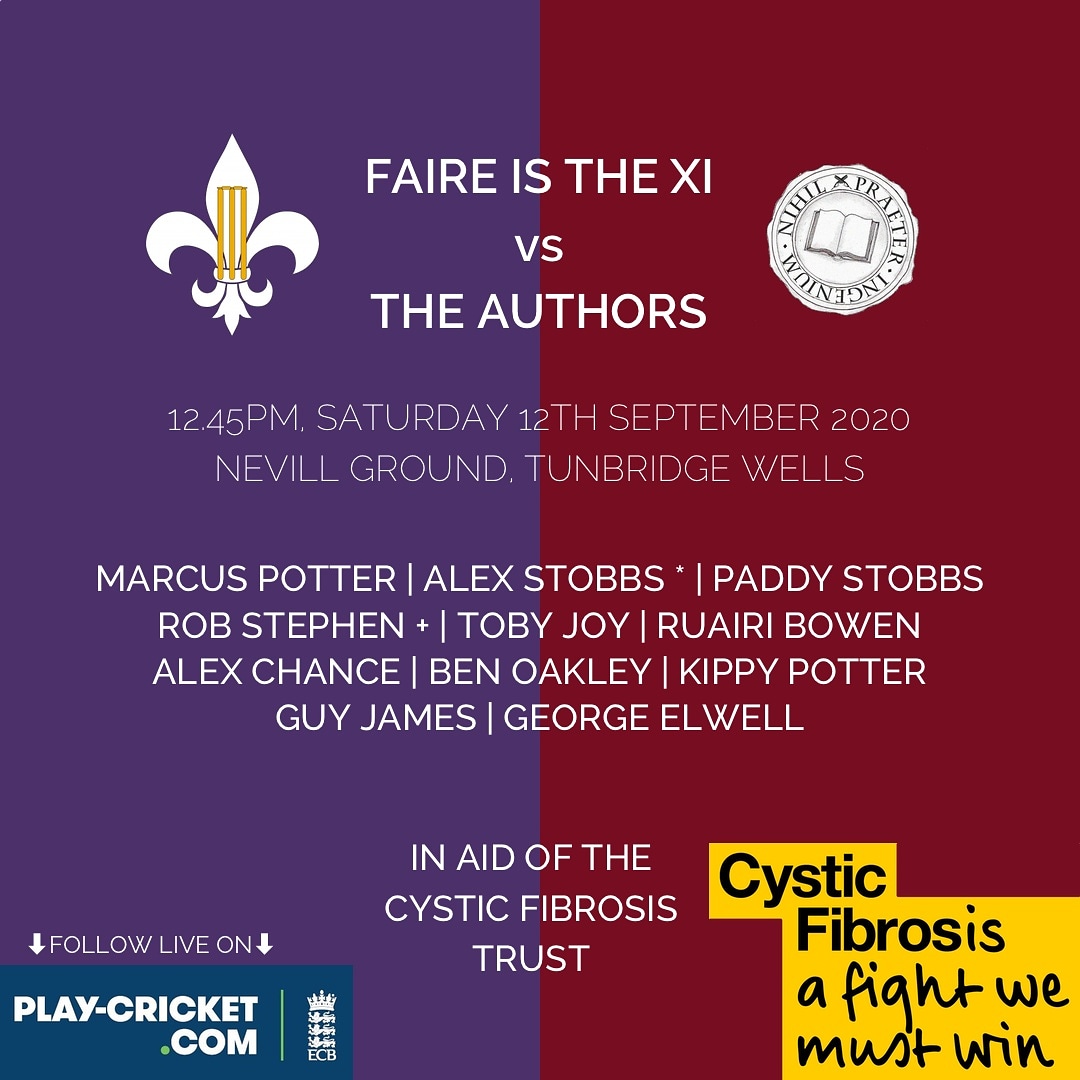 Matchday - here's our XI to take on the wonderful @authorscc in Tunbridge Wells, in aid of <a href="/cftrust/">Cystic Fibrosis Trust</a>. Huge thanks to <a href="/TWellsCouncil/">TWBC</a> for providing discounted facilities today. #choral #cricket #cysticfibrosis