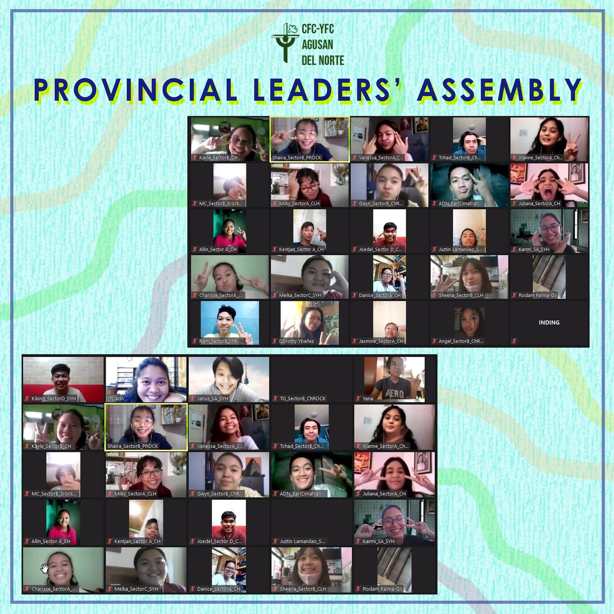 cfcyfcadn's tweet photo. Praise God to all our YFC leaders and couple coordinators for a heartwarming Leaders’ Assembly and Couple Coordinators’ Assembly today!

Tuloy ang misyon!

#PLAxCCA
#UswagADN
#CFCYFC
#YoungChristianHappy https://t.co/kEygQmFHjO