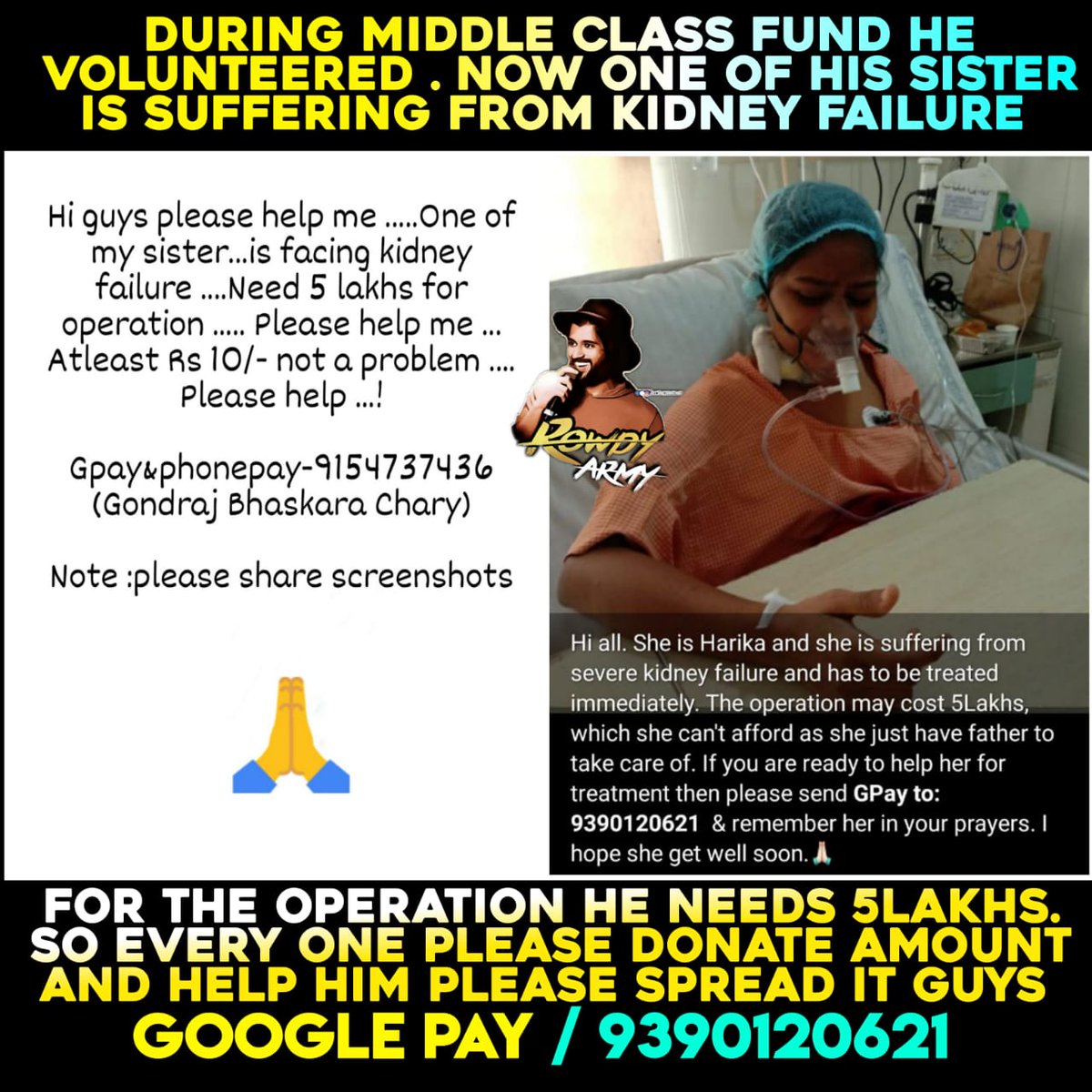 VDTrendsOffl's tweet photo. During Covid Crises how MCF  initiated then volunteers made their job by reaching the families...

Now one of our volunteer who worked for MCF fund one of his sister is suffering from kidney failure.

Please support him by donating a part 🙏

Share max (Verified Case) https://t.co/GsDV4gEnu3