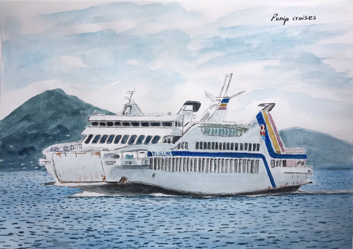 Punip Cruises Auf Twitter 過去絵 内海フェリー 高松 草壁航路のフェリー ブルーライン 短距離航路のフェリーとしては 内外装のデザインでかなり好きな船 もうすぐ新造船にリプレイスされるのだけど 色々な意味でどうなってしまうのだろうか