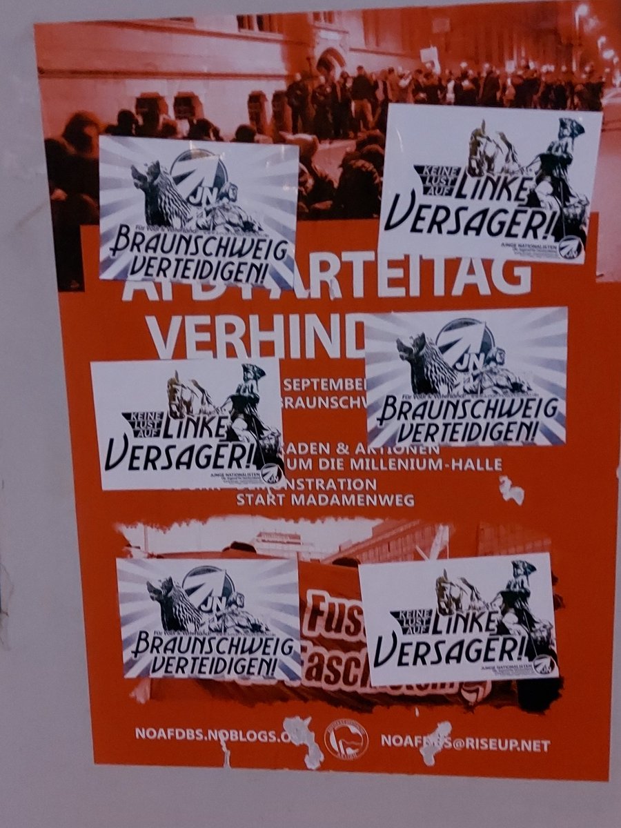 NDS_JN's tweet photo. Achtung: #AntiFa Kriminelle aus ganz #Niedersachsen in #Braunschweig 
Anlass ist die #AfD. 

Bereits im Vorfeld kam es zu diversen Sachbeschädigungen für den Krampf gegen Rechts.

Keine Lust auf linke Versager!

#BS1209 #AfD #Rechtsruck https://t.co/Pb09KyvX1K