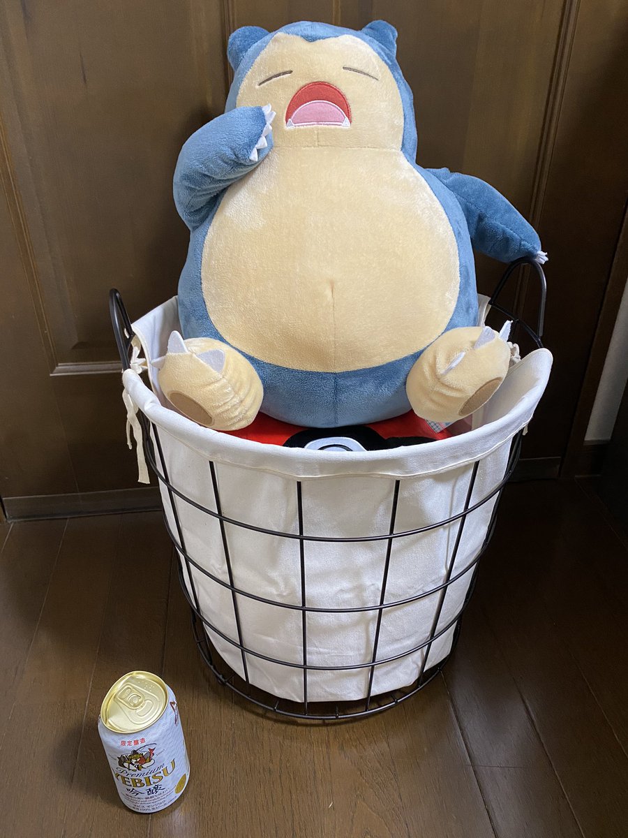 春楡 ハルニレ در توییتر ランドリーバスケットはぬいぐるみの収納にも良いと知っていますか こんな風に飾れる収納が出来ます 1枚目 カビゴンとモンスターボール 2枚目 モンスターボールがピッタリ 3枚目 ニトリさんで購入 4枚目 350 のビール缶と比較