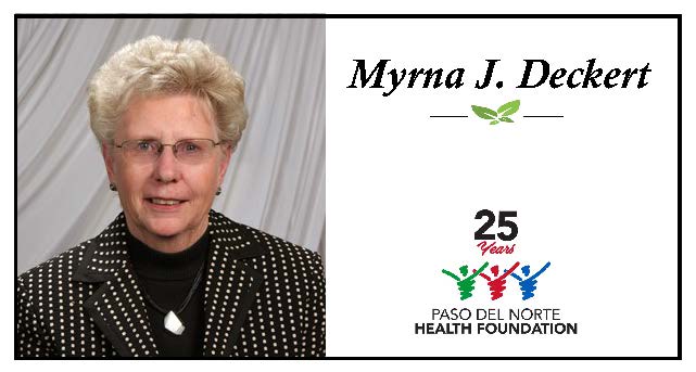 Our hearts are heavy with the passing of our former CEO, Myrna J. Deckert. Myrna served as CEO of the Paso del Norte Health Foundation from 2007-2016.  pdnhf.org/news/the-passi…