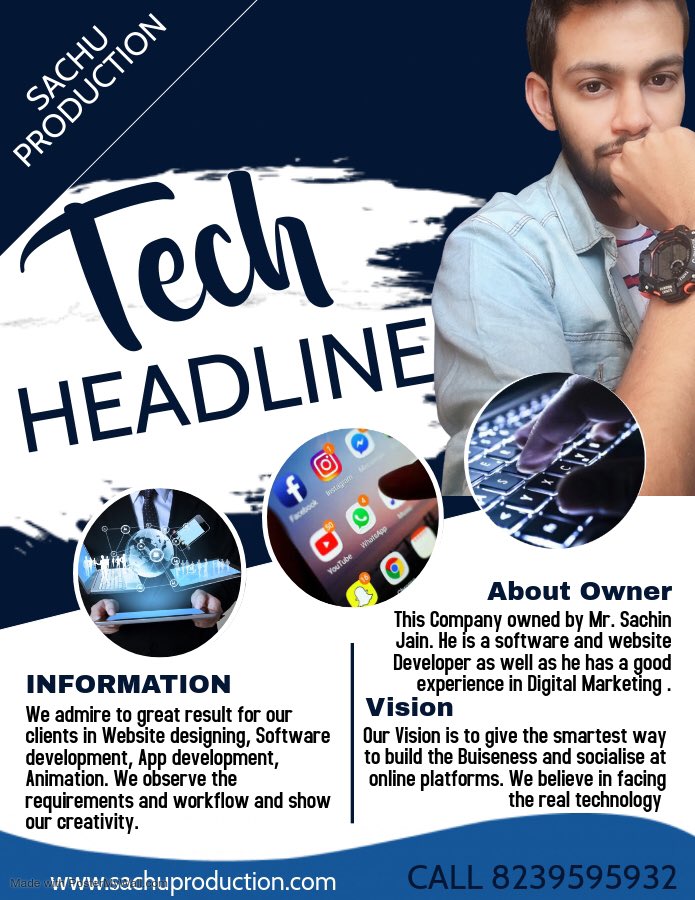 ProductionSachu's tweet image. Sachin jain , owner of Sachu Production ..
Start up company that provides services in web designing, software development , app development and animation .