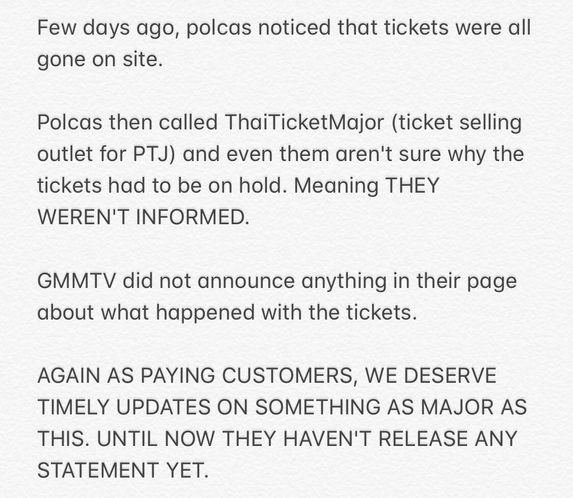 Their upcoming  #PolcaTheJourney fanmeet was rescheduled twice already bc of the pandemic wc is understandable. BUT EVEN BEFORE THE PANDEMIC gmmtv did the bare minimum to promote itFew days ago, polcas noticed that tickets were all gone on site... tbc #GMMTVบัตรมีตโพก้าหายไปไหน