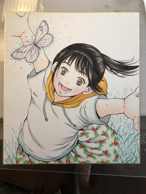 大作の合間をぬって千夏を色紙に描く。 