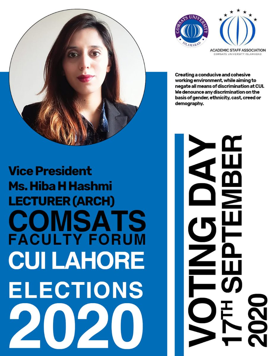 COMSATSFForum's tweet photo. Vote for Faculty, vote for change,
Vote for COMSATS Faculty forum
Together we can make a difference.
#comsatsfacultyforum #cui_lahore #comsats #cuiFaculty #cui_asa
@AminaHAMEED11 @Dr_AliNawazKhan @HAROON3501 @dr_imcheema @Drwaseemhassan @hiba_hashmi09 @Sabeen03417246 https://t.co/1LgPqUiLLQ