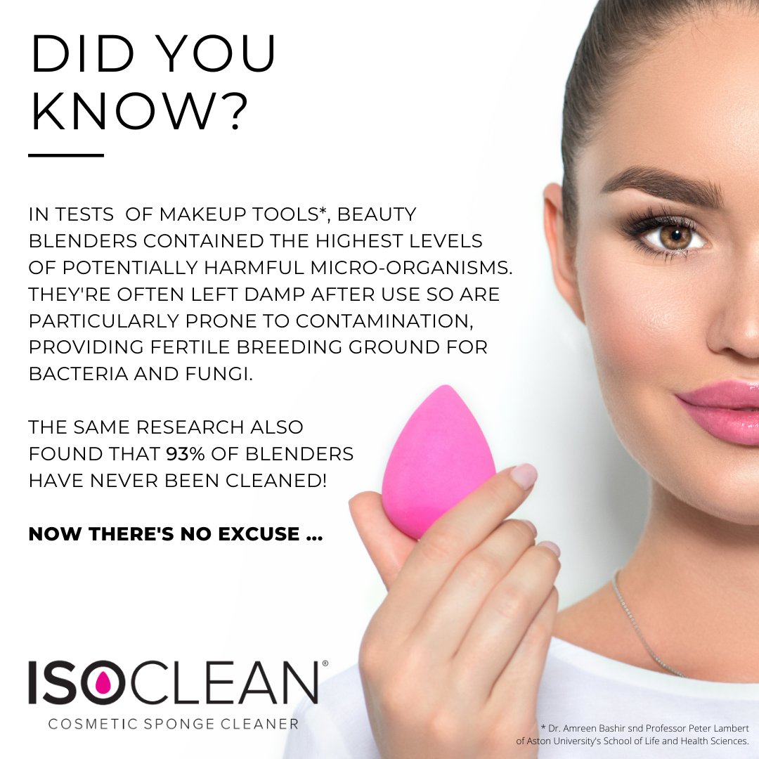 _isoclean's tweet photo. Tests of makeup tools* found beauty blenders contained the highest levels of potentially harmful micro-organisms & 93% of them have never been cleaned!
https://t.co/BdkTTIjZ8W
#isoclean #spongecleaner #cosmetichygiene #mua #makeupartist #makeup #makeuphygiene #cosmetics https://t.co/jrKhkHrASl
