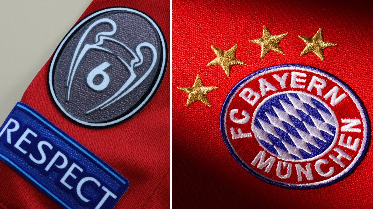 Bayern München Champions League 5 Trophy Patch Set Badge wie Matchworn Trikot CL 