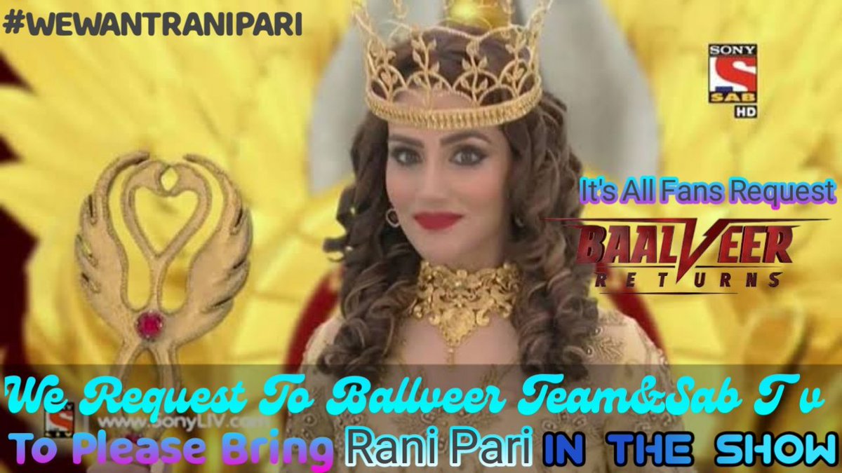 with_updates's tweet photo. #WeWantRaniPari it's humble request to #baalveer team &amp; @sabtv @OptimystixMedia @VipulDShahOpti plz bring Rani Pari in #BaalVeerReturns
With Rani Pari Entry the show will gain Maximum trp @tellychakkar @iwmbuzz @aajtak @ATSBB  @devjoshi10 #sudeepasingh https://t.co/XGhlJLlxFI https://t.co/anGdnMcsnN