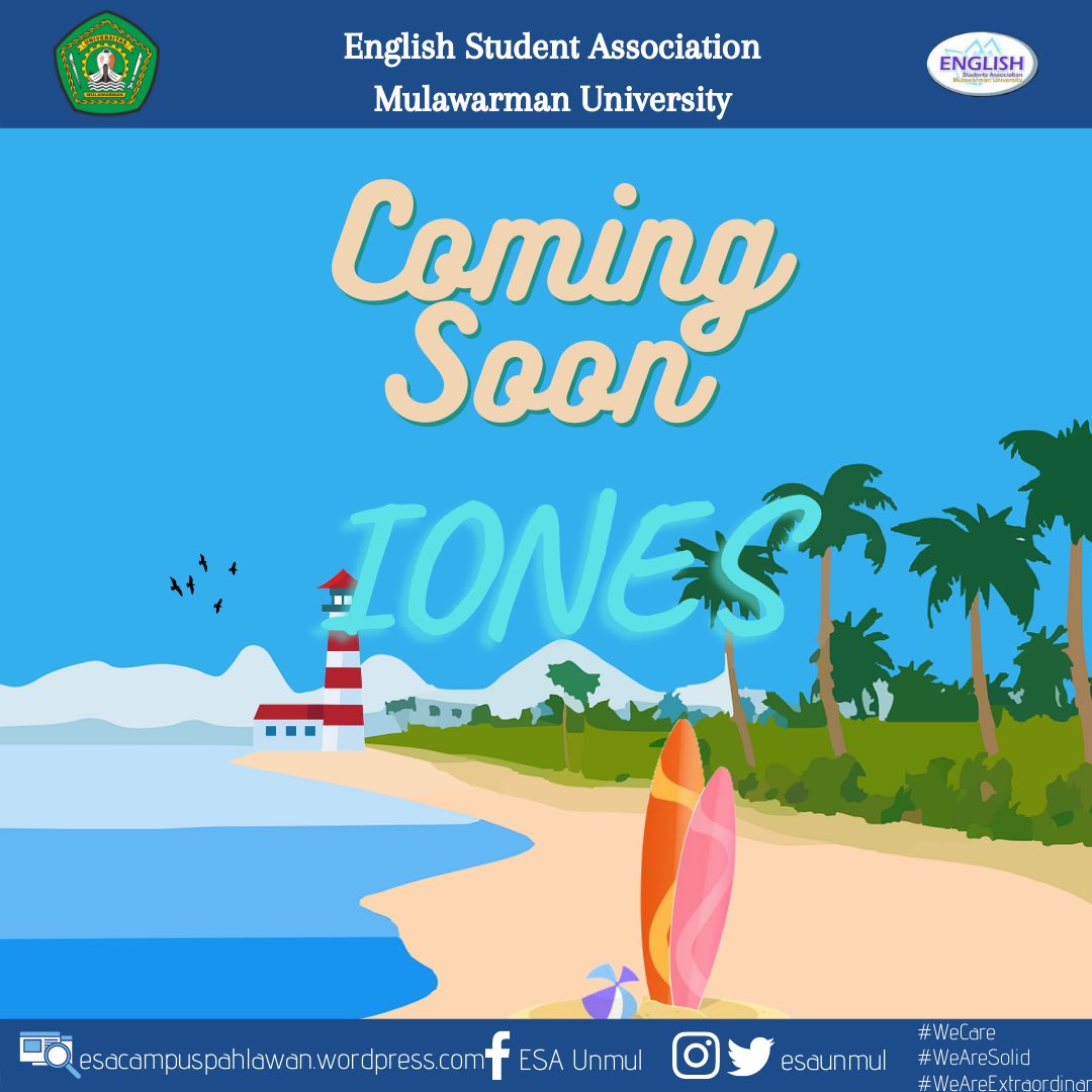 Hello guys!🤚
How's your college life? 
By the way, IONES is coming!
Do you know what IONES is? 

IONES is Introduction of Organization for New English Students
This event is a present to you as new english students 
Yeayy🎉

Do you wanna know more about IONES?
Keep in touch😘