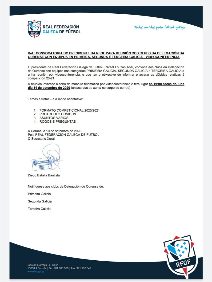 CDTrives's tweet image. Reunión telemática o luns 14