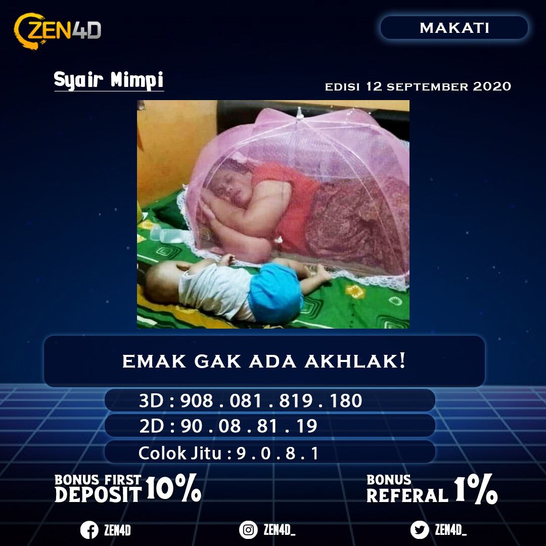 Syair mimpi "MAKATI" undian jam 17.40

Pendaftaran &amp; info lebih lanjut, kunjungi Page Official kami di bawah:
- Facebook : ZEN4D
- Twitter : <a href="/Zenn4d/">Zen4d</a>
- Instagram : @zen4d_
- Website : www. zen4d .live
- Whatsapp : +639777150875
#Cypherium 
#RM챌린지 
#RespectSeulgi