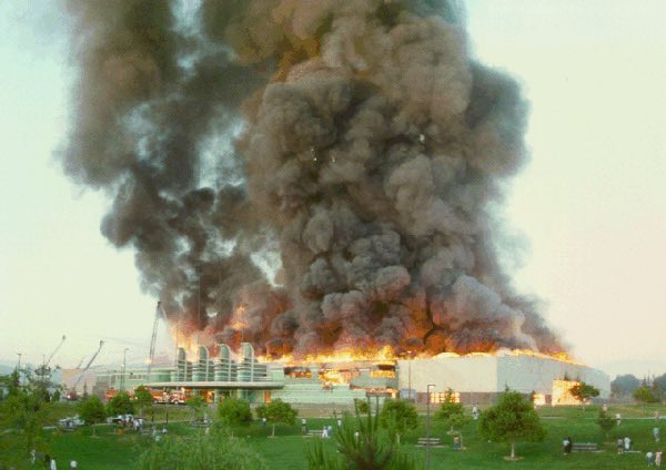 Unfortunately, the Pan-Pacific Auditorium was destroyed in a fire in 1989.