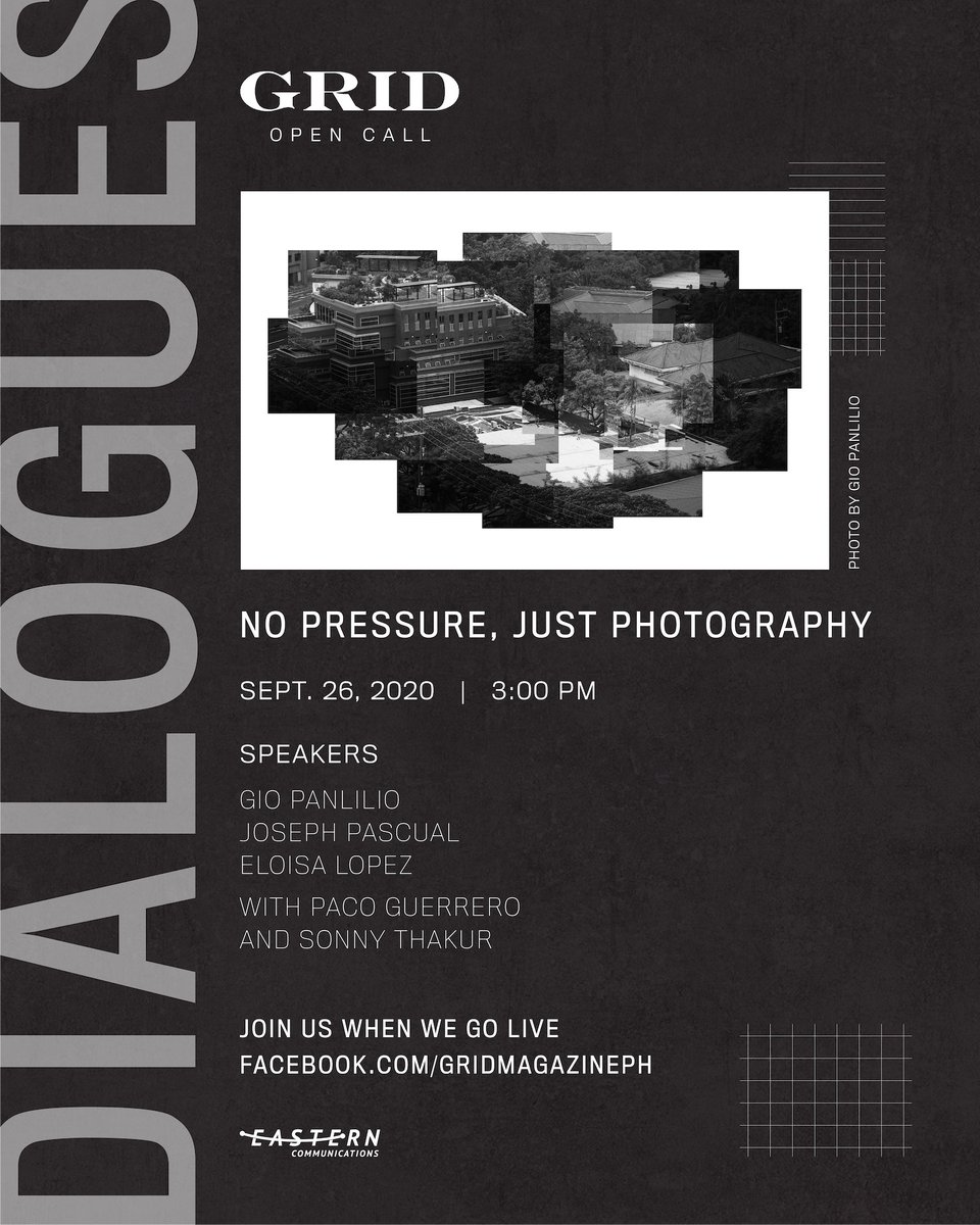 GridMagazinePH's tweet image. Calling all photographers—the GRID Open Call is back! 

This time, we want to hear from you. We want you to lead the dialogue. What questions do you have for our speakers?

Let us know, and we'll see you on Sept. 26, 3:00PM.