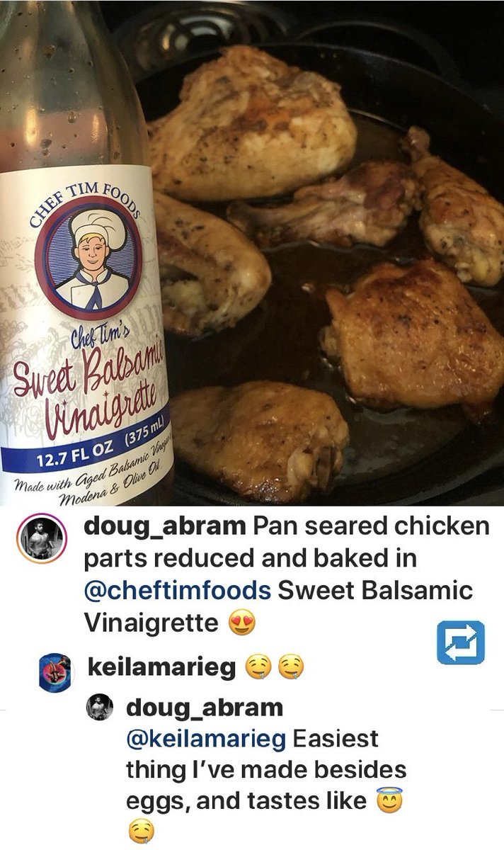 ChefTimFoods's tweet photo. Yum, this looks delicious!! Thanks, Doug!
#CustomerPhoto #ThankYou
Shake, Shake, Shake. Don’t Refrigerate.
#ChefTims #SweetBalsamicVinaigrette
#ShakeShakeShakeDontRefrigerate
#GlutenFree
#ChefTimFoods #SweetBalsamicVinaigrette #ChefTimsDressing https://t.co/KySXmMqgpP
