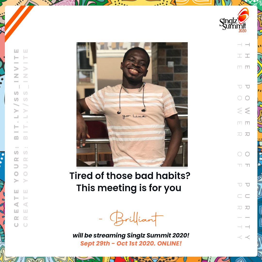 Brilliant_Avoke's tweet photo. Follow @SinglzSummit for more details and information.
#PowerOfPurity
#SinglzSummit20 https://t.co/31bREq9iWm