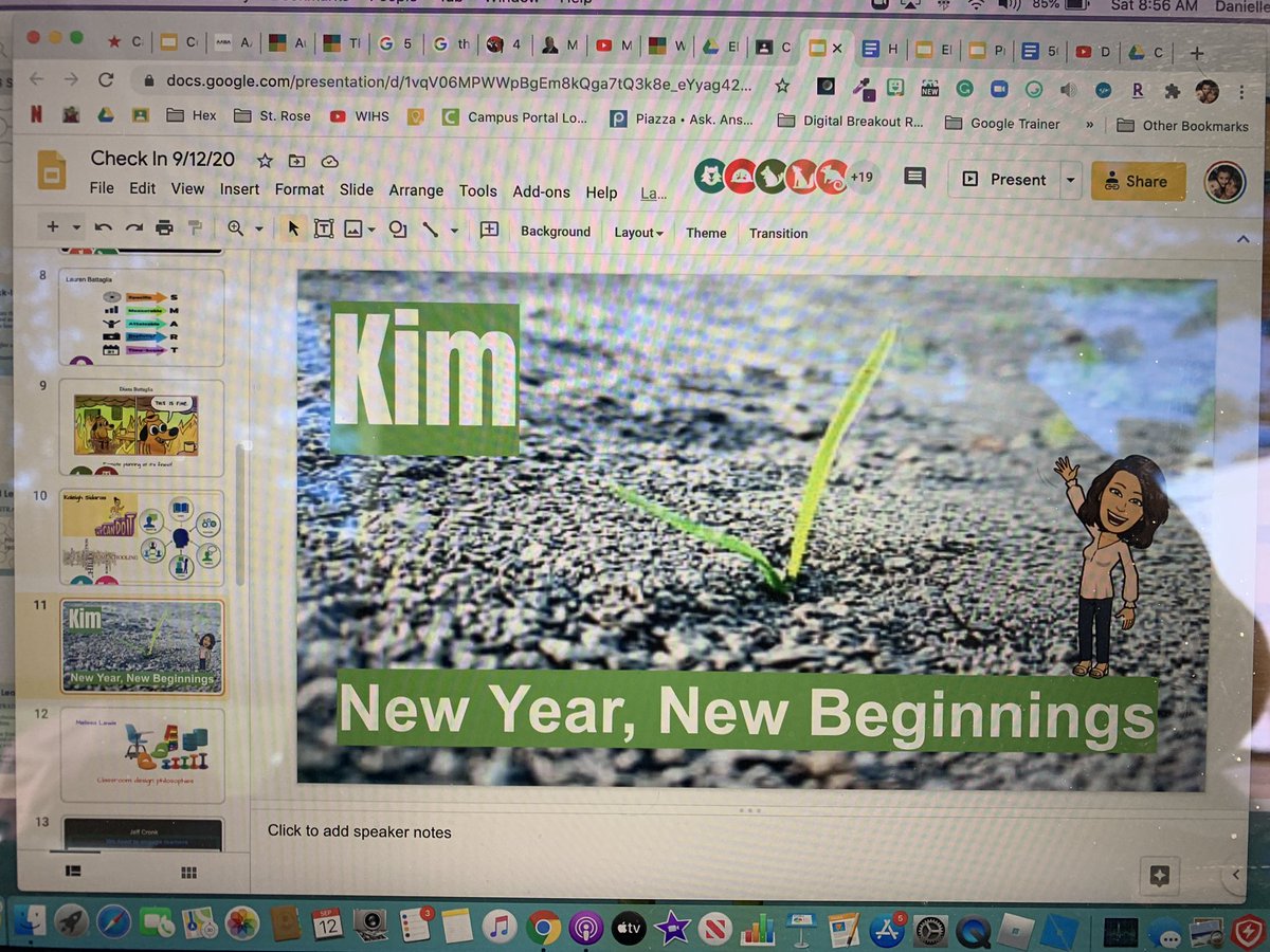 Learning happens best when we can connect it to a picture, story or a personal connection. #CITE503 Ss creating a slide to go along with our first #checkin! <a href="/drbman12/">Dr.  Bridgeman</a>