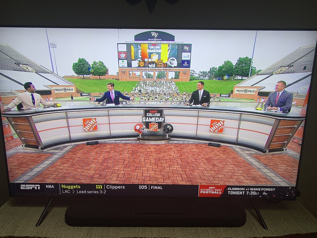 MattWAFB's tweet photo. Missed this!  A little @CollegeGameDay on a Saturday.  The guys are spread out on that set.  
If we can do this right, let’s play some football!! https://t.co/TEAoumnr8x