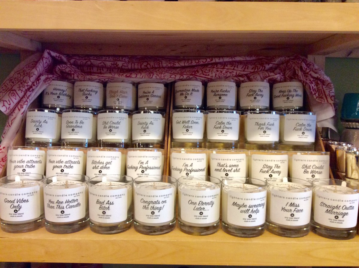 LunaEclectic's tweet photo. Need a great gift?🎁 Island made fun candles 🕯 for every occasion. Take a minute to read them and you will think 🤔 of an occasion.

#downtowncharlottetown 
#lighterscandlecompany 
#shoplocal https://t.co/qSpAAW0qeO