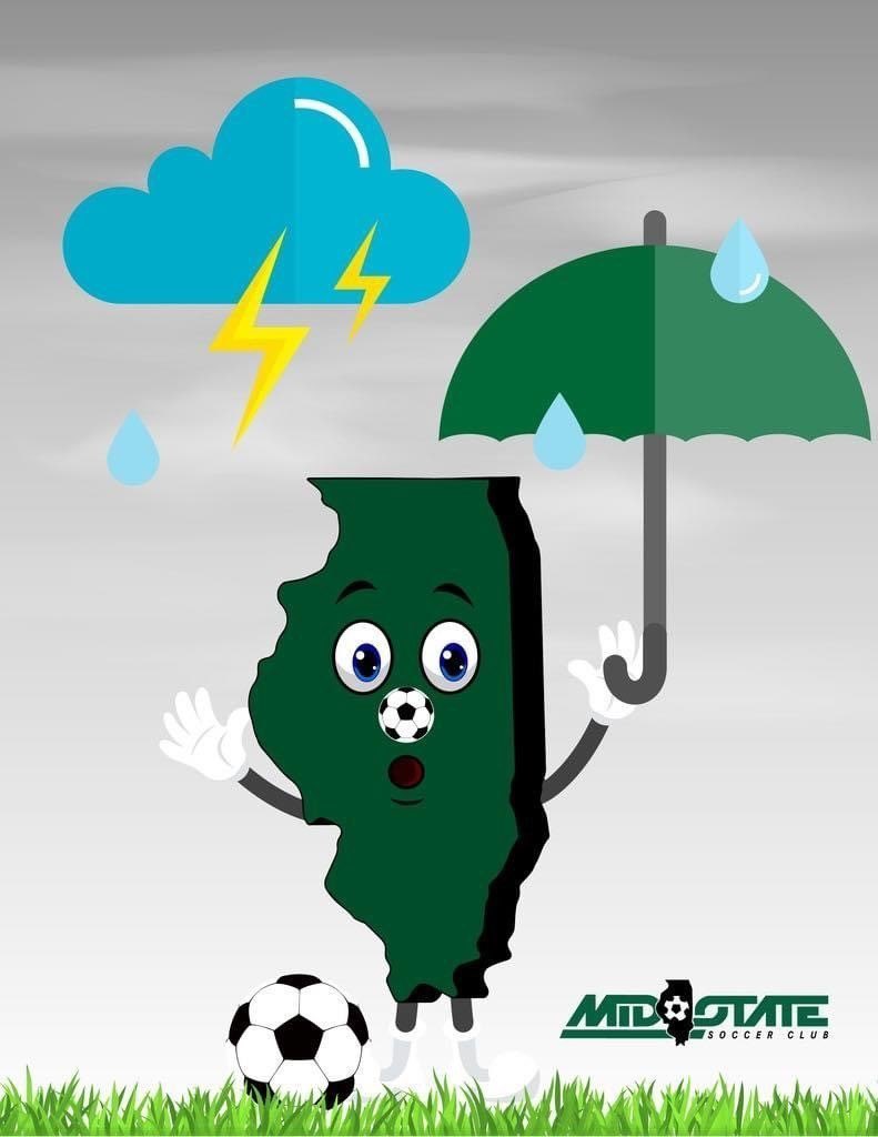 MidStateSoccerC's tweet photo. We have been tracking weather through the night &amp; we feel there is a storm that is unavoidable. Our thorguard system indicates that too. 
Unfortunately Saturday games are cancelled today but will be made up at end of season Oct 17 will be added https://t.co/J5slHaoVht