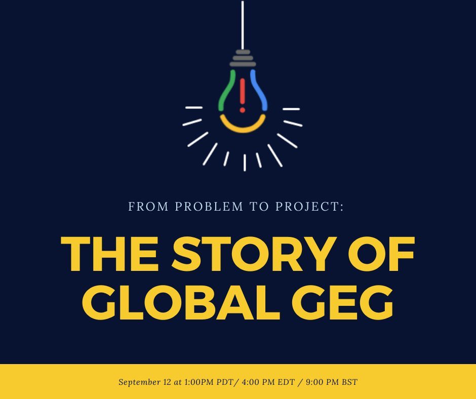 Today #GoogleEI Sparkcamp Saturday! Excited to share 'From Problem to Project: The Story of #GlobalGEG' with my awesome fellow founding team. I ❤️ this team.  @mrshowell24 @abid_patel @pertuzluisfer @BonnieChelette & @LesleighAltmann! #LON19 #SYD19 #SEA19 #NYC19 #VIA20 🥳🥰