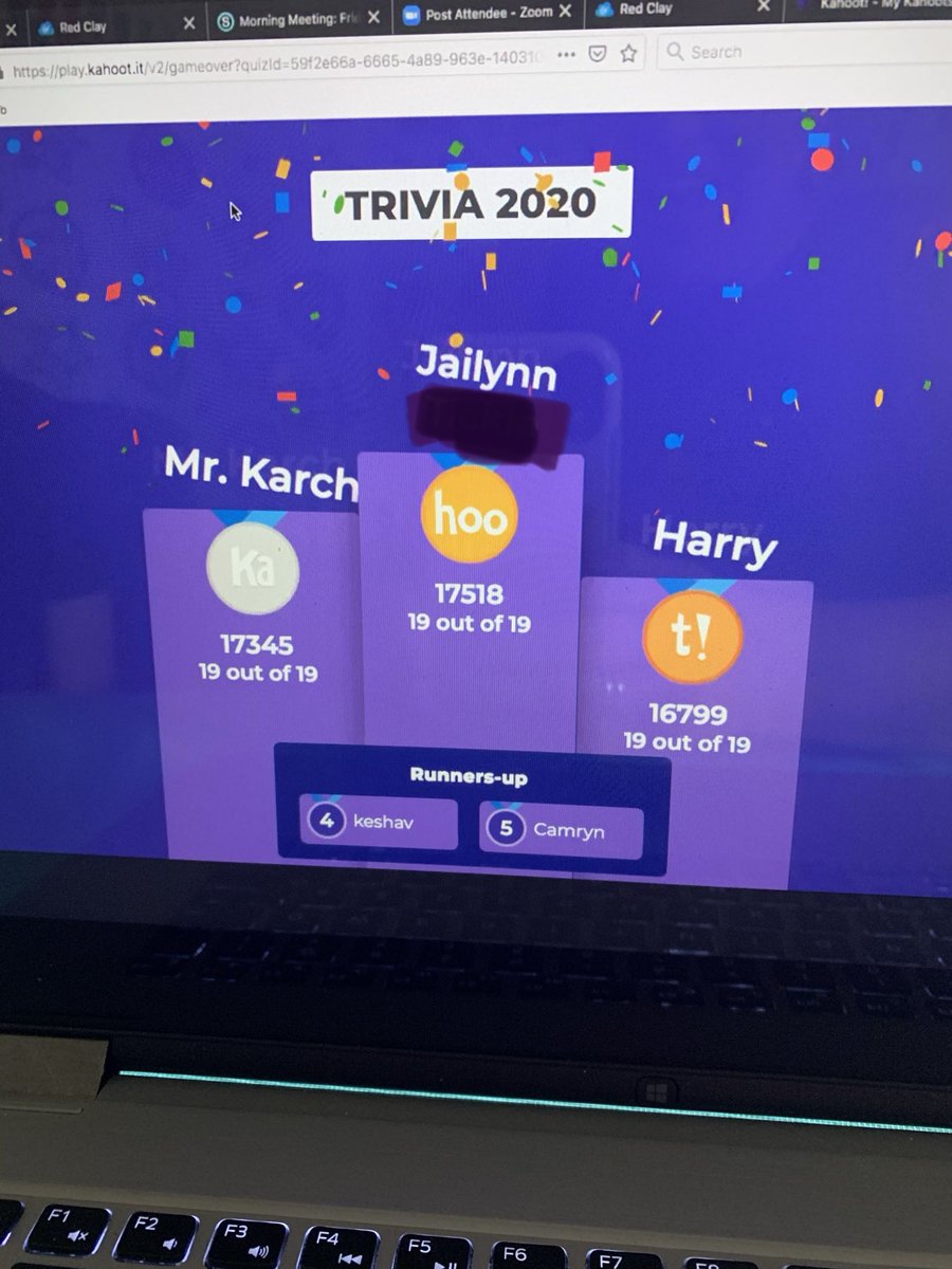Rawstromsclass's tweet photo. First week of virtual FIFTH GRADE is in the books! We finished our week with some grade level team building...played Kahoot! with all 90+ students! #LHEpride @LindenHillLions https://t.co/v04l6nWQSI