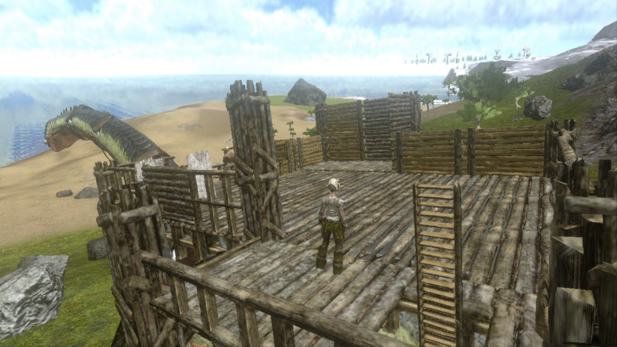 きんぎょちゃんねる 子どもとark 53日目 ブロントサウルスのプラットフォーム サドルをゲットしたので娘もパパも待望の移動できる家建築 娘の作りたい欲が強すぎてパパも作りたかったけど土台と屋根のお手伝いのみ ﾟ ﾟ