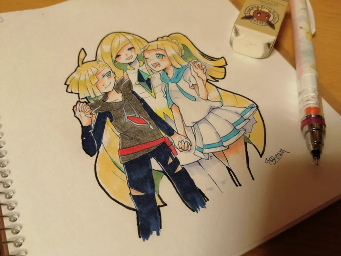 #ポケマス 
リーリエ一家〜〜〜!!!!😭🙏🙏🙏
家族の姿を見せてくれてありがとう……………🙏🙏🙏 
