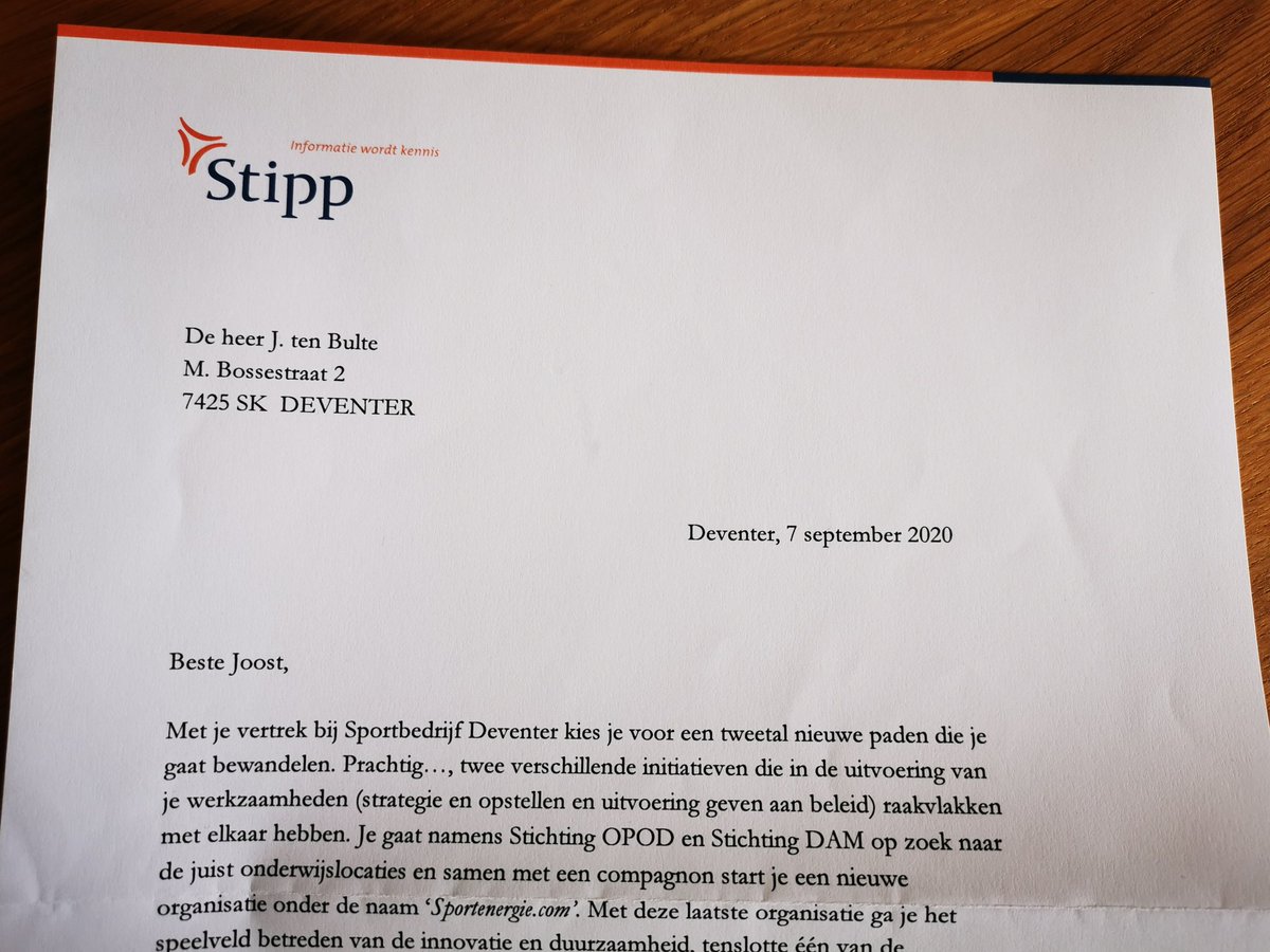 Na ruim 10 jaar zeer plezierig en kwalitatief top samengewerkt te hebben met <a href="/GertMeydam/">Gert Meydam</a> en Monique Liefets <a href="/STIPP_nl/">Stipp - Informatie wordt kennis</a>, is op deze persoonlijke manier bedankt worden zeer top. Zowel aandacht voor de zakelijk en de persoonlijke kant in een samenwerking. Bedankt!