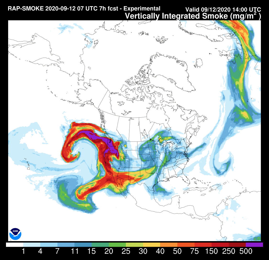 Meteovilles's tweet photo. Comme hier, les fumées des incendies américains survolent le nord et l'ouest de la France. Le ciel peut prendre un aspect blanchâtre (via @NOAA) https://t.co/btT2FZ6RAu