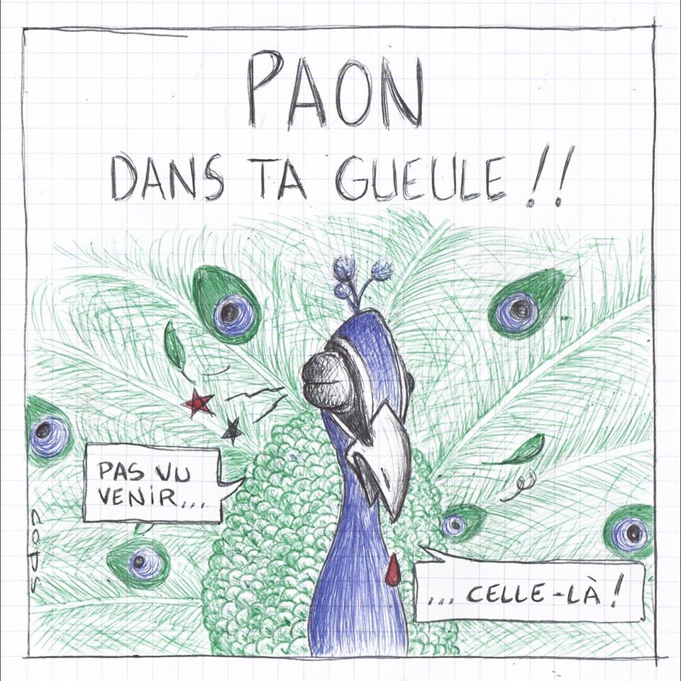 BlaguesDessins's tweet photo. Le dessin de Cops : Paon dans ta gueule !!
Retrouvez tous les dessins de Cops sur le site
https://t.co/1Qncc4DT77
#DessinDeCops #LesVilainsPetitsCrobards #Cops #Humour #FallaitPasFumer #Paon #PanDansTaFace #PanDansTaGueule #JeuDeMots #Cocard #OeilAuBeurreNoir https://t.co/rVZpkYVjKv