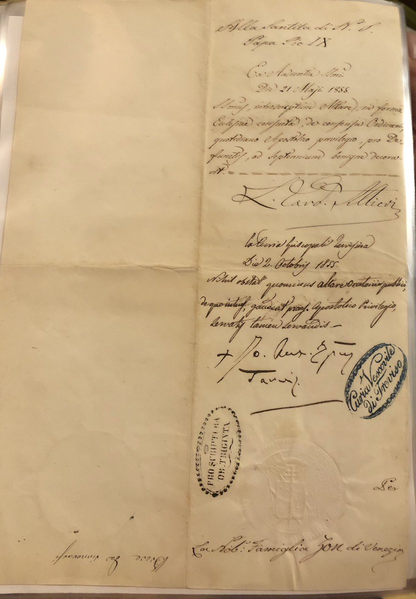 Letter signed by:

> Lodovico ALTIERI (1805-1867) 🇮🇹 nuncio in Vienna 🇦🇹. Cardinal 🔴 in pectore 1840, published in 1845. 

> SAINT Giovanni Antonio FARINA (1803-1888) 🇮🇹 Bishop of Treviso &amp; Vicenza. Ordained St. Pope Pius X. to the priesthood.
<a href="/ComuneTreviso/">Città di Treviso</a> <a href="/CittadiVicenza/">Città di Vicenza</a>