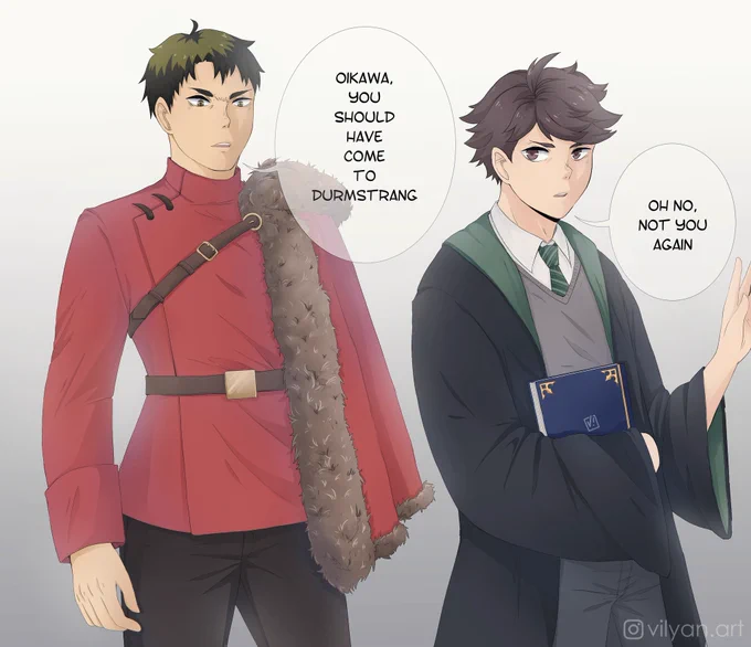 So I'm rewatching all the Harry Potter movies. And here we go: Haikyuu x Harry Potter AU no one asked for. 
#haikyuu  #harrypotterau #harrypotter #oikawatooru  #ushiwaka 