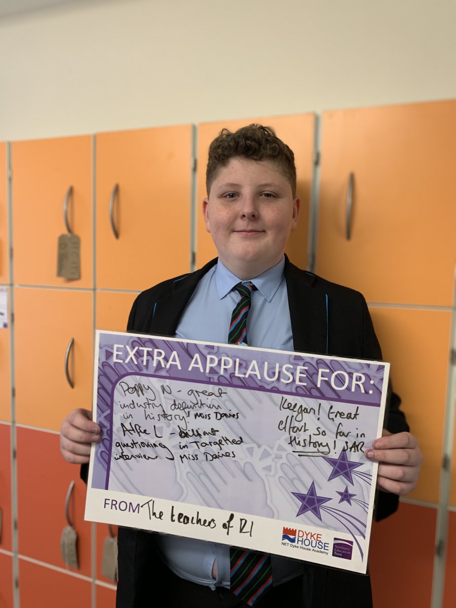 DykeHouse's tweet photo. Extra applause moments this week for Year 8 pupils Poppy, Cass  and Alfie. Well done, keep it up!! 👏🏻👏🏻👏🏻👏🏻#ouramazingstudents #extraapplause https://t.co/aIWl2m9w2y