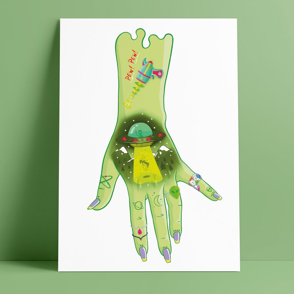 LoboIllustrator's tweet photo. Get meow-t of here! 🛸 Print is on sale in my store with only a limited set of 20 prints! Link in bio.
.
.
.
#print #illustration #art #ufo #alien #signedprints #artshop #onlineshop #illustrationprint #raygun #tattoo https://t.co/YsqvP9AALk