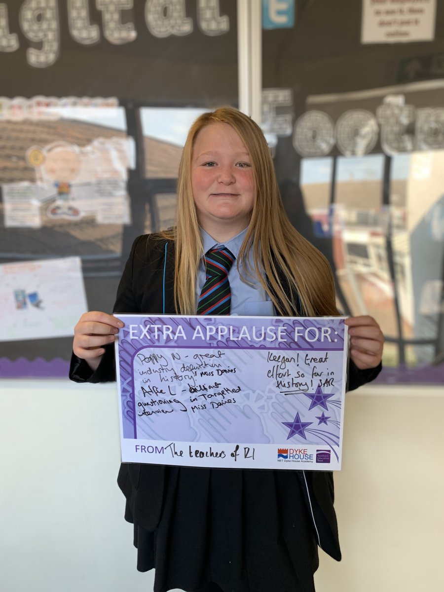DykeHouse's tweet photo. Extra Applause moments this week for Year 8 pupils Keagan, Ellie, Yousef and Paitene. Well done, keep it up!! 👏🏻👏🏻#ouramazingstudents #extraapplause https://t.co/JVfdEZyLn4