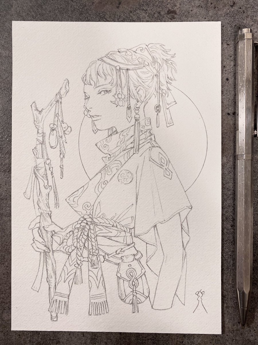 久しぶりのペンシル画、好きな要素詰め込みまくった 