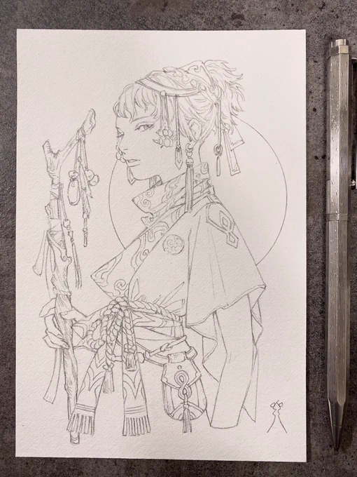 久しぶりのペンシル画、好きな要素詰め込みまくった 