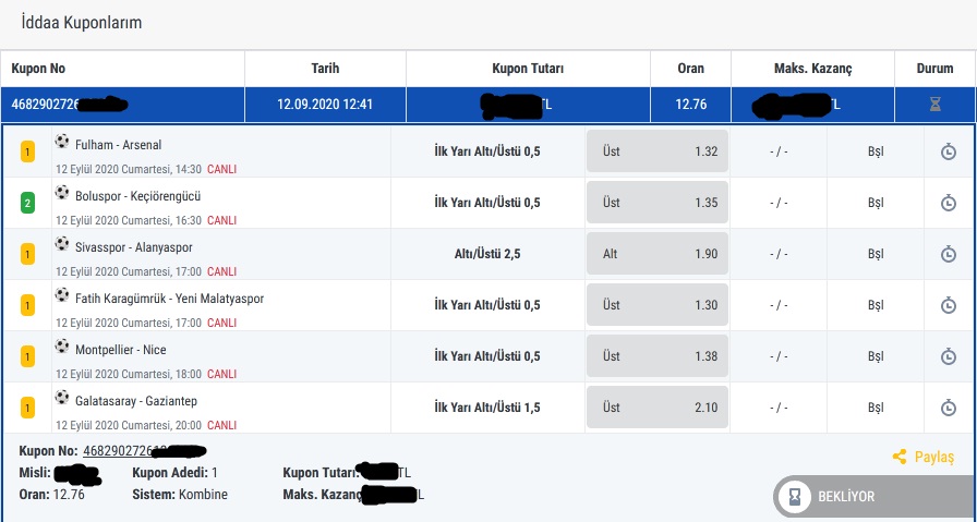 - 12.09.2020 KALE KURGU -

* Çalışmamı <a href="/oleycom/">Oley.com</a> üzerinden değerlendirdim.
* Toplam oran : 12.76

Bu kuponu Beğen ve Retweet eden 10 kişiye; kuponun kazanması halinde 1 hisse vereceğim...

#kupon #bahis #futbol #iddaa #teori #kurgu #oley #bet #galatasaray #bahissitesi #cumartesi