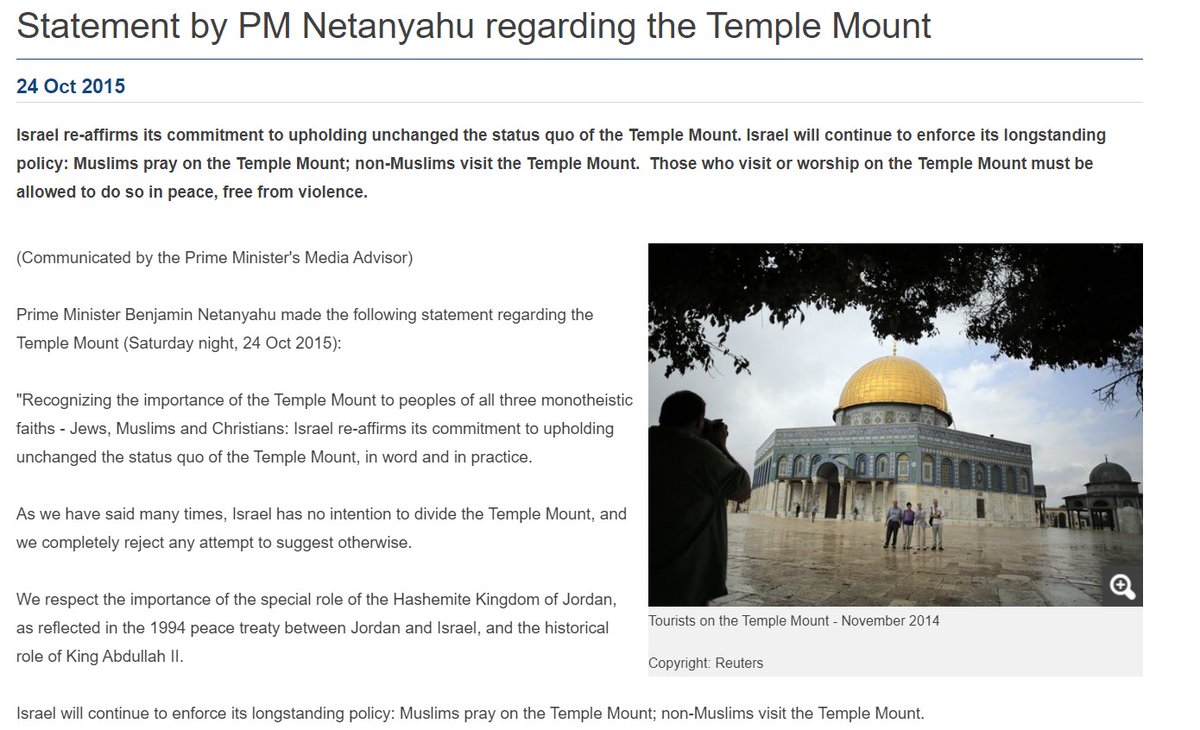 9/Netanyahu himself publicly undertook to maintain the status quo on the Mount, and with total clarity: Muslims pray on the Temple Mount; non-Muslims visit the Temple Mount.In collusion with the US, he is using the Emeratis and the Bahrainis to abandon that commitment.