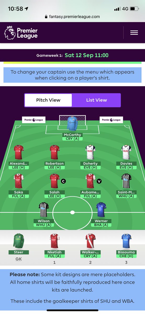 HopefulFpl's tweet photo. My locked in team. Went big on defence, two Liverpool Boys will hopefully be there all season.
Good luck all.
#FPL #FantasyPL #FantasyFootball #fantasyfootball https://t.co/YDsNeCn4vb