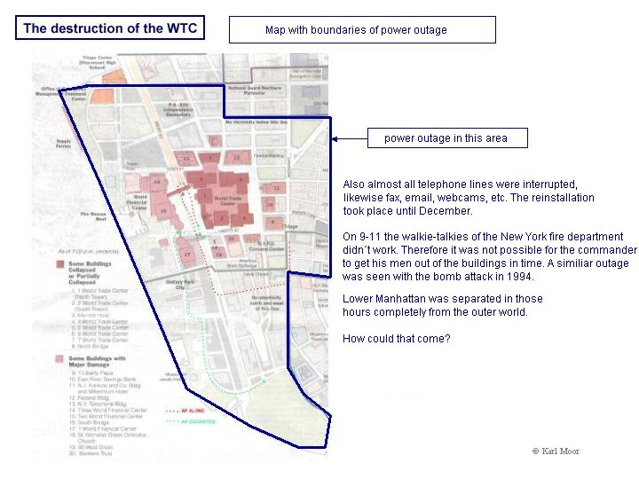 5) High levels of tritium at WTC but not elsewhere in NYC 6) EMP-type phenomenon blacked out cel phones when WTC2 started to "collapse" & "strange afterglow" in late phase of "collapse"7) Wave of pressure at base of towers8) Melted core columns9) Ejected steel columns21/