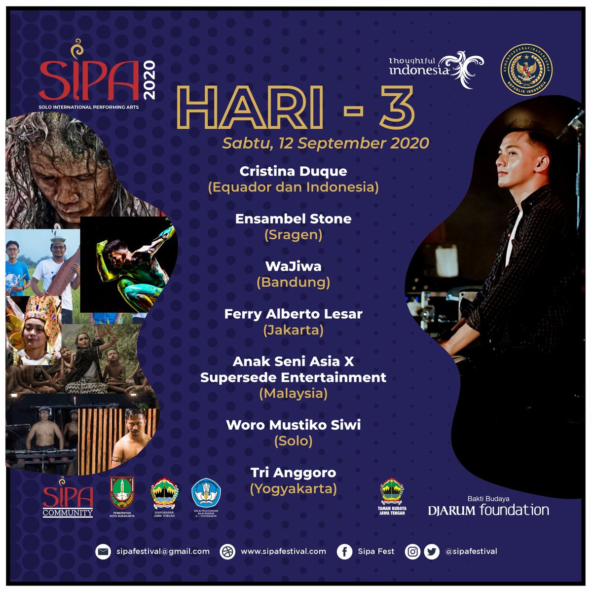 kotasolo_fp's tweet photo. Penampil Delegasi Hari Ketiga #sipafestival #SIPA2020
Saksikan di Link Youtube @sipafestival:
https://t.co/V95UnuDRRa https://t.co/olb3BPK5Ic