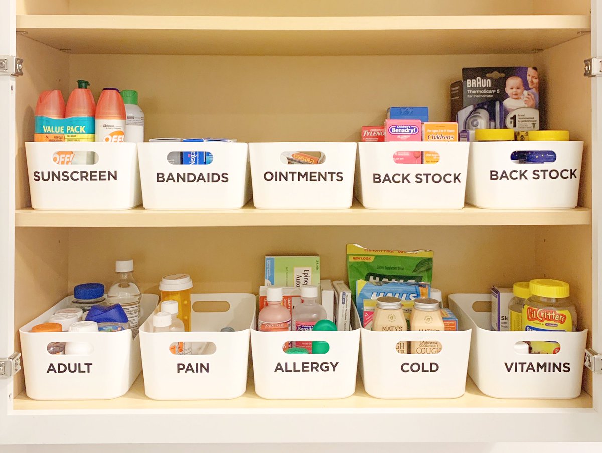 _simplifystyle's tweet photo. Preparing for the season change with containment and our utilitarian labels! 

No more digging around in cabinets for allergy medicine or drawers for a fun bandaid that immediately calms the tears! https://t.co/rolMpVj5bG