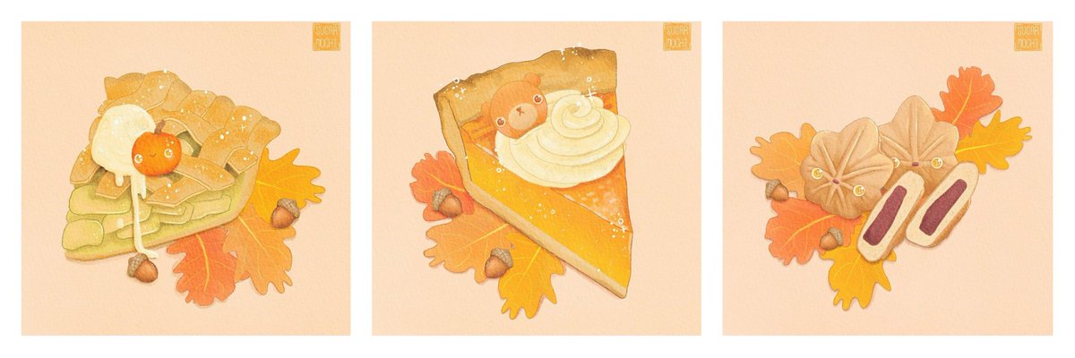 SugarMochiArt's tweet photo. I've been having lots of fun drawing Autumn food for #fallartbash2020 over on Instagram. I'm now hungry all the time, please send me pie!
#illustration #autumniscoming https://t.co/mJY583JRy8