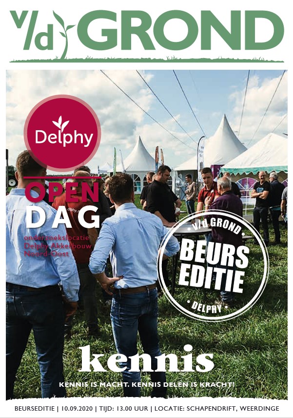 In de special van vakblad 'v/d Grond' leest u hoe het thema "Nieuwe technieken in de akkerbouw" op de open dag van Noord-Oost op 10 september is ingevuld. Heeft u de special niet ontvangen, neem dan contact op met <a href="/vandegrond/">Van de Grond</a>. delphy.nl/microsite/open…