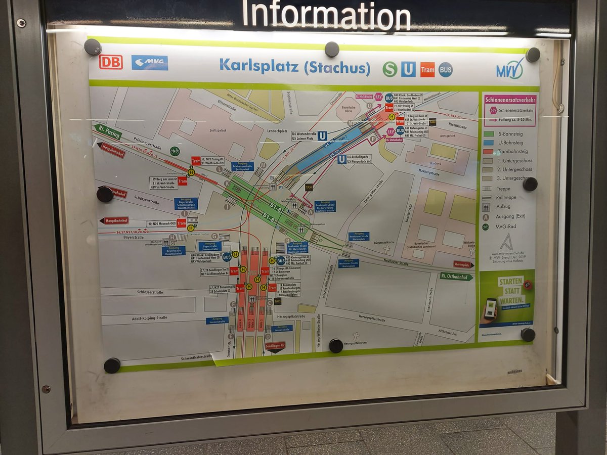 També podem parlar de Karlsplatz o Marienplatz, altres dels punts d'intermodalitat principals de la ciutat, però tots segueixen els mateixos criteris.